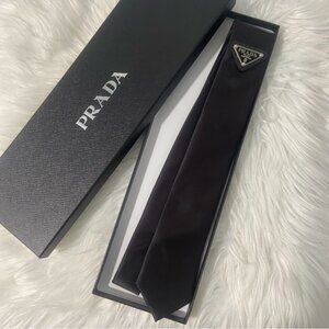 Prada Inverted Triangle Satin Tie Shirt Tie